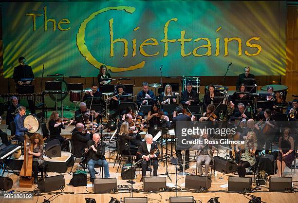 The Chieftains perform at the Celtic Connections Festival at Glasgow Royal Concert Hall on January 15, 2016 in Glasgow, Scotland.