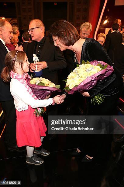 Anuk Steffen and Ilse Aigner during the Bavarian Film Award 2016 at Prinzregententheater on January 15, 2016 in Munich, Germany.