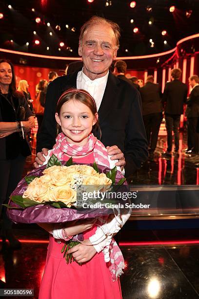 Bruno Ganz and Anuk Steffen, Heidi, during the Bavarian Film Award 2016 at Prinzregententheater on January 15, 2016 in Munich, Germany.