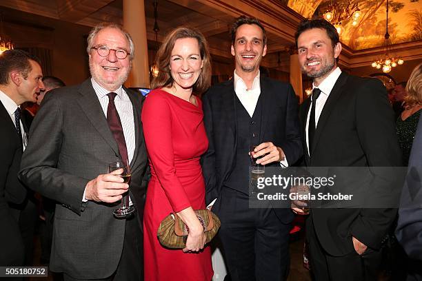 Friedrich von Thun with his daughter Gioia von Thun and son Max von Thun and Simon Verhoeven during the Bavarian Film Award 2016 at...