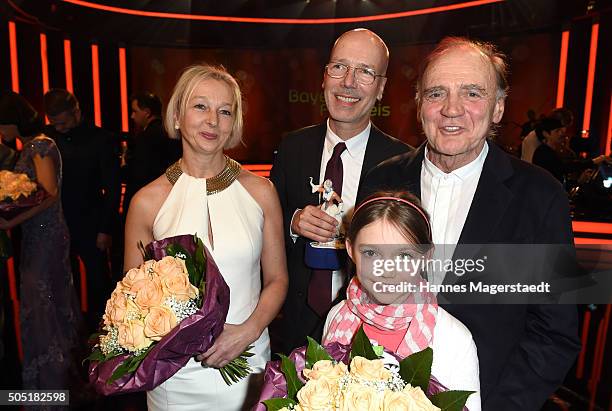 Uli Putz, Jakob Claussen, Bruno Ganz and Anuk Steffen during the Bavarian Film Award 2016 show at Prinzregententheater on January 15, 2016 in Munich,...