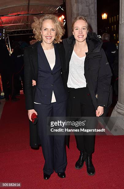 Juliane Koehler and daughter Fanny during the Bavarian Film Award 2016 show at Prinzregententheater on January 15, 2016 in Munich, Germany.