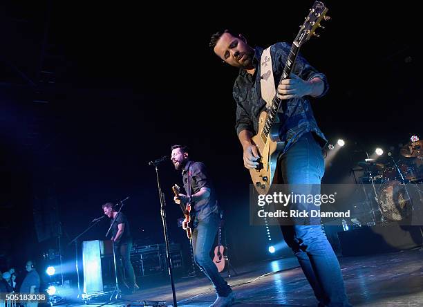 Old Dominion's Trevor Rosen, Matthew Ramsey and Brad Tursi Opening night of their Meat and Candy 2016 tour at Marathon Music Works on January 14,...