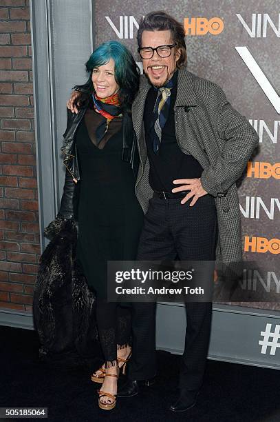 Mara Hennessey and David Johansen attend the "Vinyl" New York premiere at Ziegfeld Theatre on January 15, 2016 in New York City.
