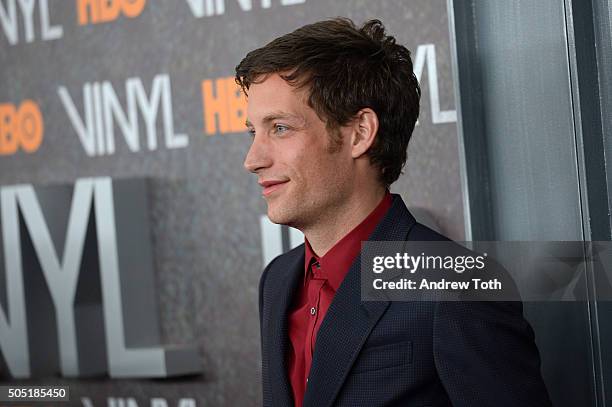 James Jagger attends the "Vinyl" New York premiere at Ziegfeld Theatre on January 15, 2016 in New York City.