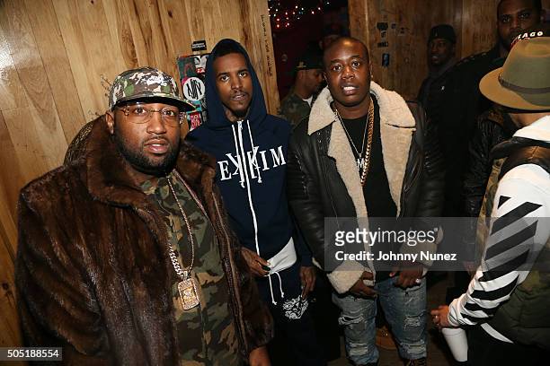 Windsor "Slow" Lubin, Lil Reese, and Trav attend Webster Hall on January 12 in New York City.