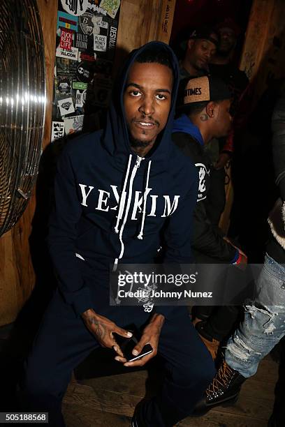 Recording artist Lil Reese backstage at Webster Hall on January 12 in New York City.