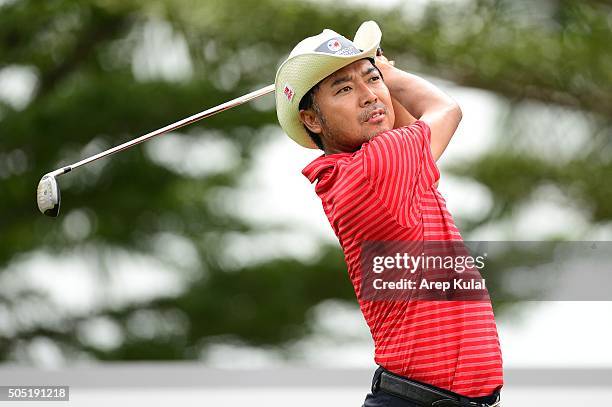 Shingo Katayama of Team Asia pictured during the day two of the EurAsia 2016 presented by DRB-HICOM at Glenmarie G&CC on January 16, 2016 in Kuala...