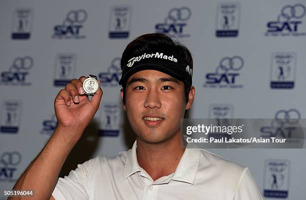 Yikeun Chang of Korea winner of the Asian Tour qualifying school pictured during the Asian Tour Qualifying School Final Stage at Springfield Royal...