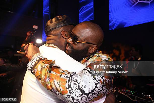 Kirkland and Rick Ross attend The All Black Experience hosted by Rick Ross at Stage 48 on January 15, 2016 in New York City.