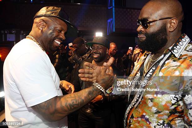 Kirkland, CourtneyLowery, and Rick Ross attend The All Black Experience hosted by Rick Ross at Stage 48 on January 15, 2016 in New York City.