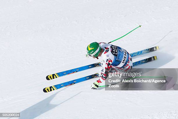 Klaus Kroell of Austria competes during the Audi FIS Alpine Ski World Cup Men's Downhill on January 16, 2016 in Wengen, Switzerland.