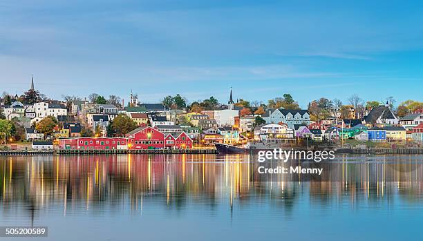 lunenburg panorama, nova scotia canada - atlantic canada stock pictures, royalty-free photos & images