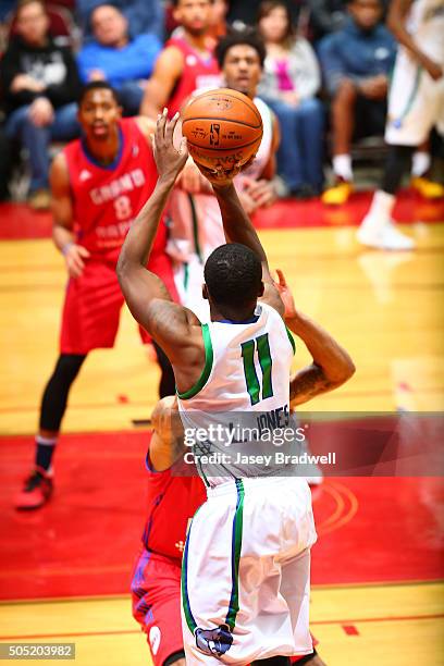 Lazeric Jones of the Iowa Energy shoots the ball against the Grand Rapids Drive in an NBA D-League game on January 15, 2016 at the Wells Fargo Arena...