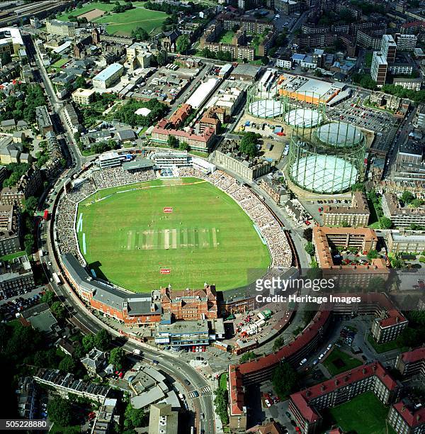 The Oval Cricket Ground, Kennington, London, 2001. Aerial view of the ground during the final afternoon of the 5th and final test match of the 2001...