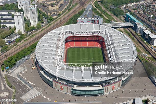 Emirates Stadium, London, 2008. Aerial view. Opened in July 2006 as the replacement for Arsenal Football Club's historic home at Highbury, this...