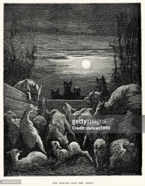 ラフォンティーヌの伝説-オオカミと羊 - agressive wolf点のイラスト素材／クリップアート素材／マンガ素材／アイコン素材