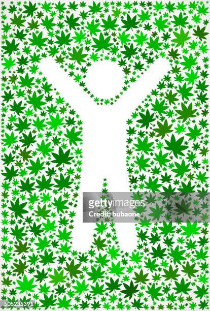 happy stick figure on weed vector interface icon pattern background - too small stock illustrations