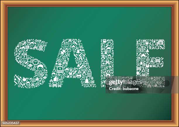 sale educational royalty free vector graphic blackboard - teacher buying school supplies stock illustrations