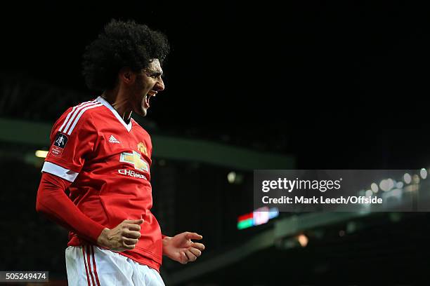Marouane Fellaini of Man Utd celebrates during the Emirates FA Cup Third Round match between Manchester United and Sheffield United at Old Trafford...