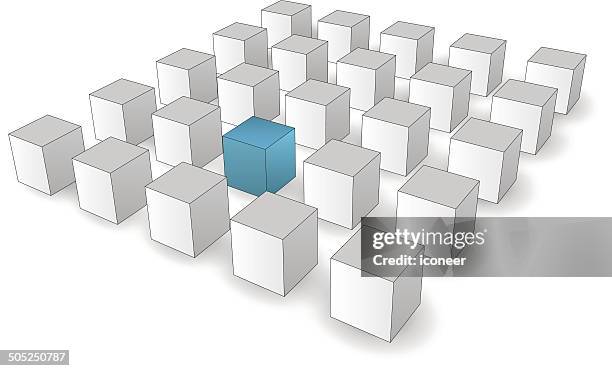 background with cubes and connections - unique perspective stock illustrations