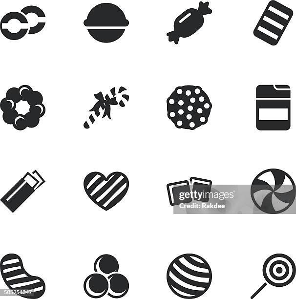 candy silhouette icons | set 4 - candy chocolate gum stock illustrations