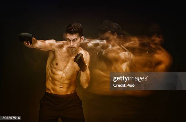 multiple exposure - mixed martial arts player - mixed boxing bildbanksfoton och bilder