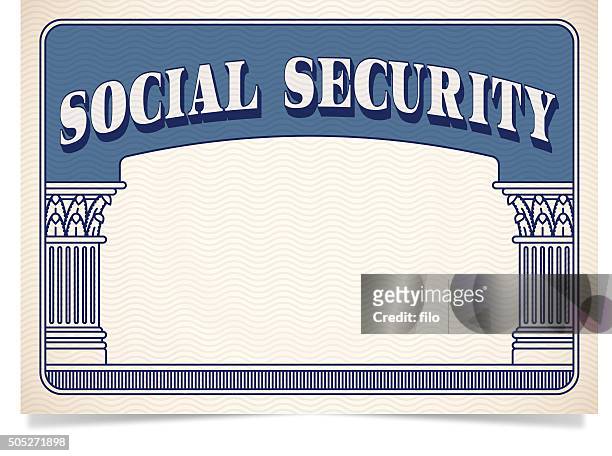 stockillustraties, clipart, cartoons en iconen met social security card - extreme close up