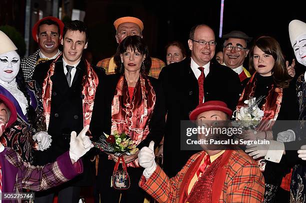 Louis Ducruet, Princess Stephanie of Monaco, Prince Albert II of Monaco and Camille Gottlieb attend the 40th International Circus Festival on January...