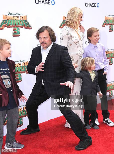 Samuel Jason Black, actor Jack Black, actress Kate Hudson and sons Bingham Hawn Bellamy and Ryder Robinson arrive at the Premiere of DreamWorks and...