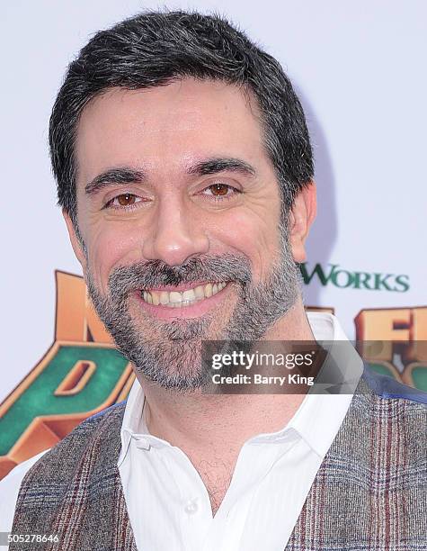 Director Alessandro Carloni arrives at the Premiere of DreamWorks and Twentieth Century Fox's 'Kung Fu Panda 3' at TCL Chinese Theatre on January 16,...