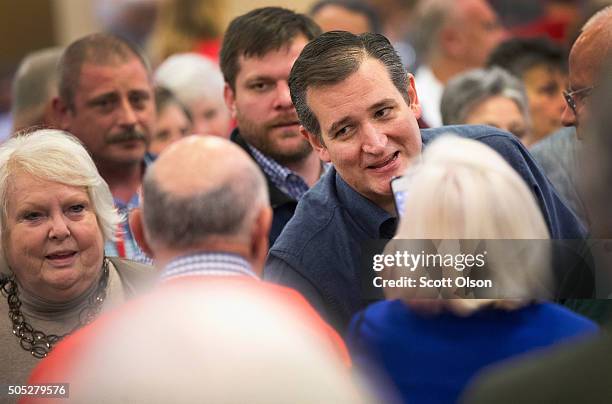 Republican presidential candidate Sen. Ted Cruz greets guests after arriving for a speech at the 2016 South Carolina Tea Party Coalition Convention...