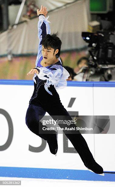 Daisuke Takahashi competes in the Men's Singles Short Program day one of the Japan Figure Skating Championships at Rainbow Ice Arena on December 27,...