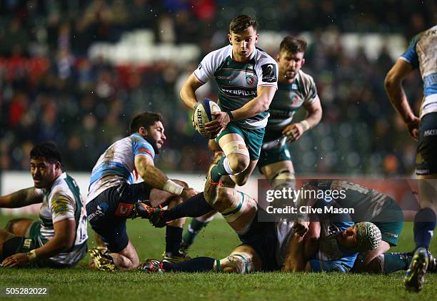 Jono Kitto of Leicester Tigers in action during the European Rugby Champions Cup match between Leicester Tigers and Benetton Treviso at Welford Road...