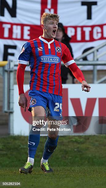 Joe Worrall of Dagenham & Redbridge in action during the Sky Bet League Two match between Dagenham & Redbridge and Northampton Town at Chigwell...