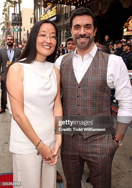 Directors Jennifer Yuh and Alessandro Carloni attend the premiere of DreamWorks Animation and Twentieth Century Fox's "Kung Fu Panda 3" at the TCL...