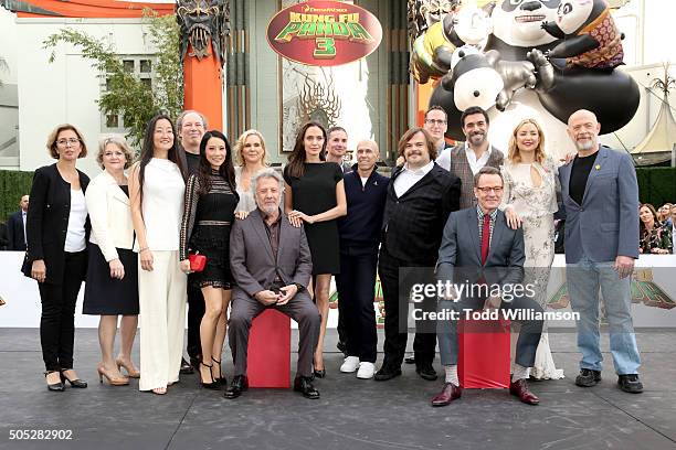 Producers Mireille Soria and Bonnie Arnold, director Jennifer Yuh, composer Hans Zimmer, actress Lucy Liu, producer Melissa Cobb, actors Dustin...