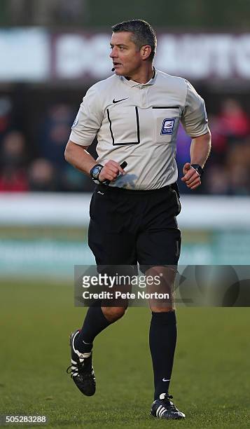 Referee Iain Williamson in action during the Sky Bet League Two match between Dagenham & Redbridge and Northampton Town at Chigwell Construction...