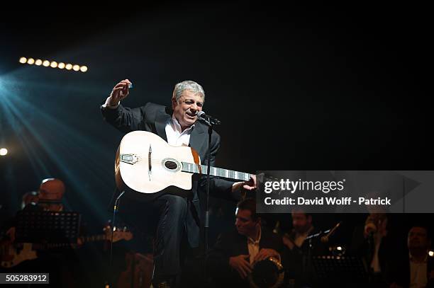 Enrico Macias performs at L'Olympia on January 16, 2016 in Paris, France.