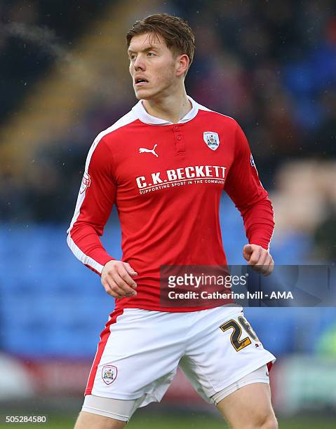 Alfie Mawson of Barnsley during the Sky Bet League One match between Shrewsbury Town and Barnsley at New Meadow on January 16, 2016 in Shrewsbury,...