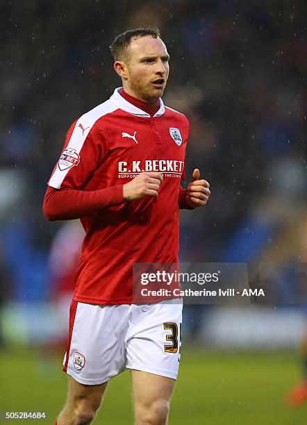 Aidan White of Barnsley during the Sky Bet League One match between Shrewsbury Town and Barnsley at New Meadow on January 16, 2016 in Shrewsbury,...