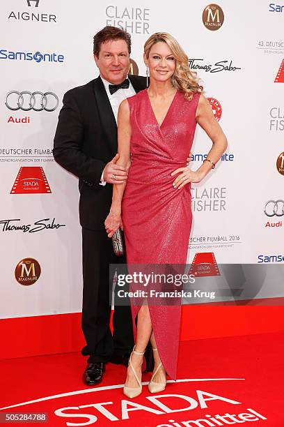Francis Fulton-Smith and Verena Klein during the German Film Ball 2016 at Hotel Bayerischer Hof on January 16, 2016 in Munich, Germany.