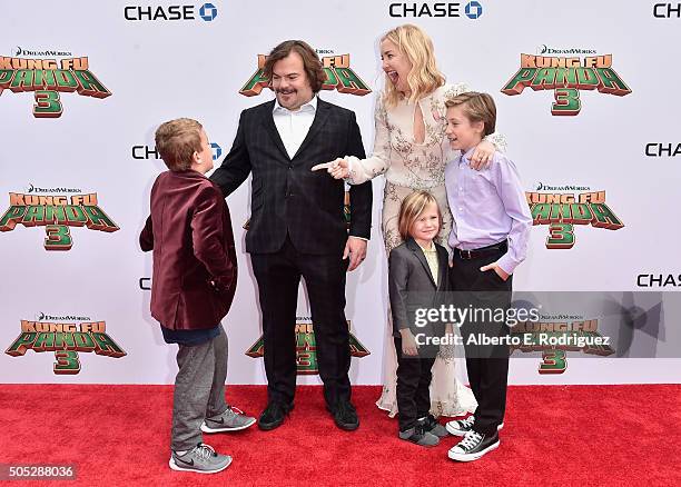 Samuel Jason Black, actor Jack Black, actress Kate Hudson, Bingham Hawn Bellamy and Ryder Robinson attend the premiere of DreamWorks Animation and...