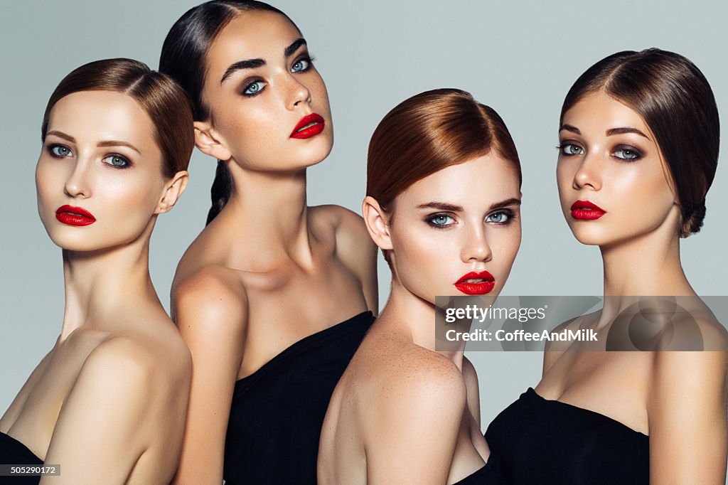 Four beautiful girls with make-up