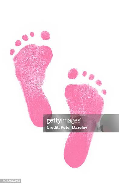 2 year old foot prints - footprint stockfoto's en -beelden