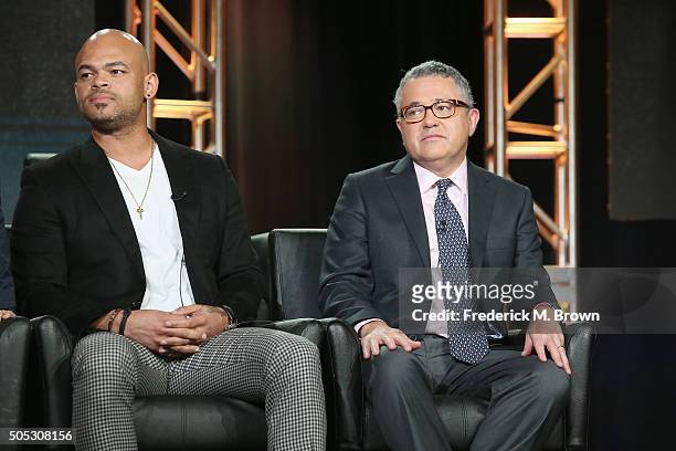 Co-Executive Producer/Director Anthony M. Hemingway and Consultant Jeffrey Toobin speak onstage during "The People v. O.J. Simpson: American Crime...