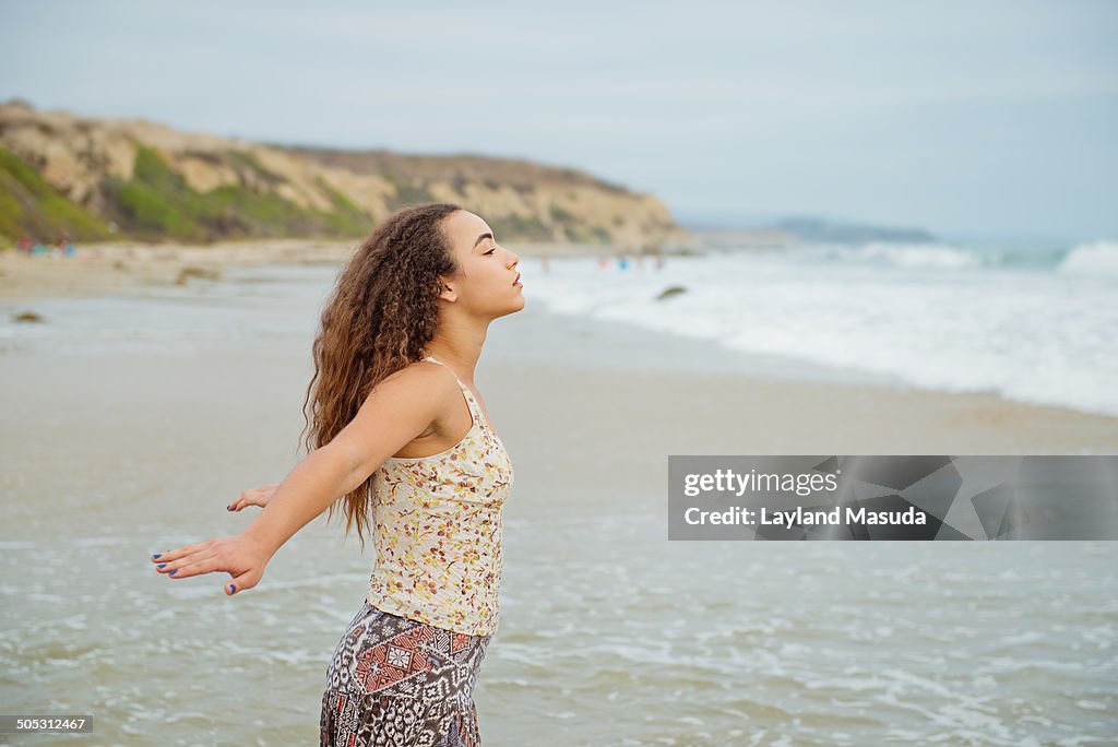 Blissful Feeling - Young Woman - Ocean