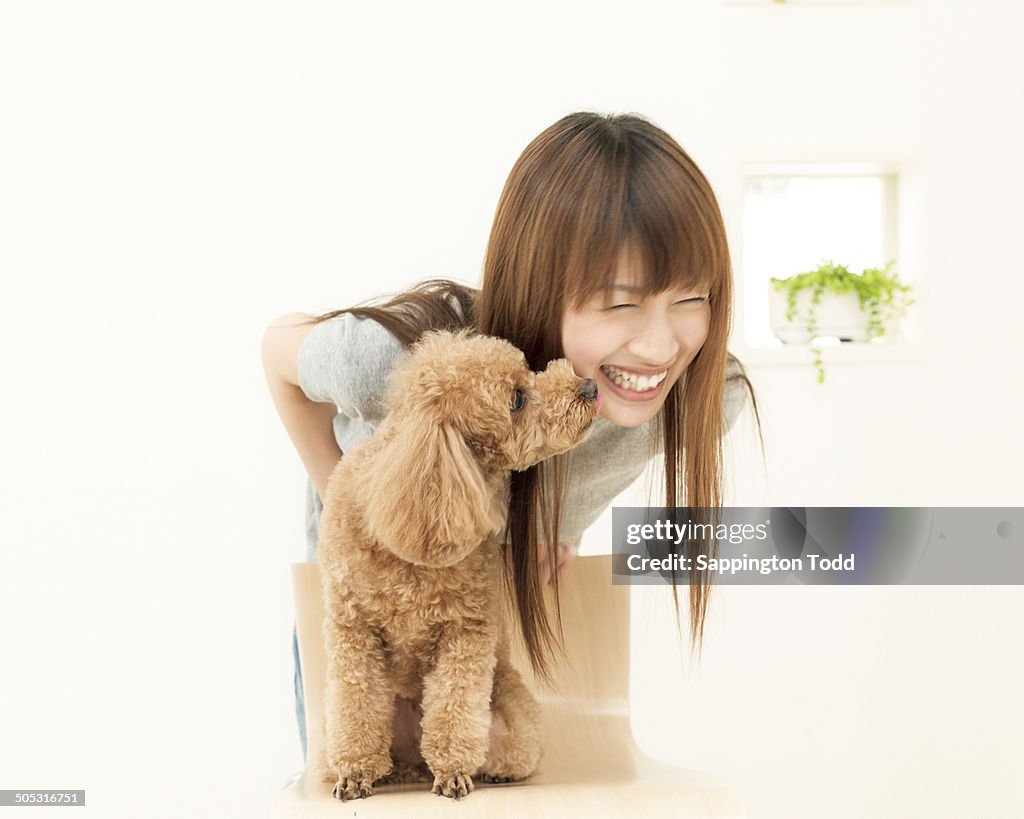 Happy Woman And Pet Dog