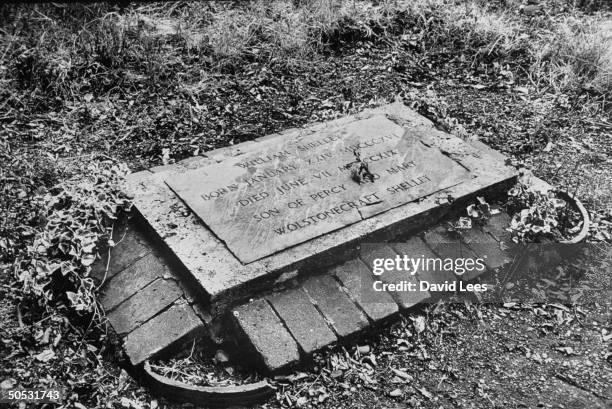 Grave of William Shelley, infant son of English Romantic poet Percy Bysshe Shelley and his wife, author Mary Shelley.