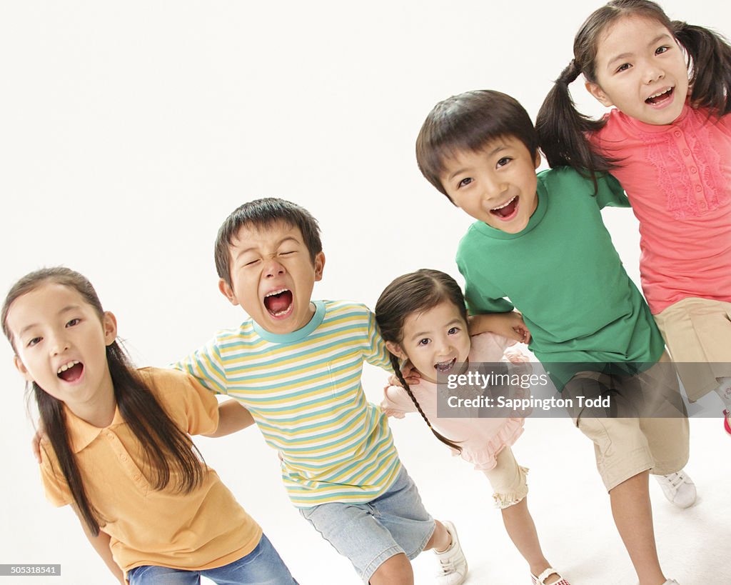 Portrait Of Children Shouting